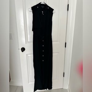 Unique silk black sleeveless maxi dress